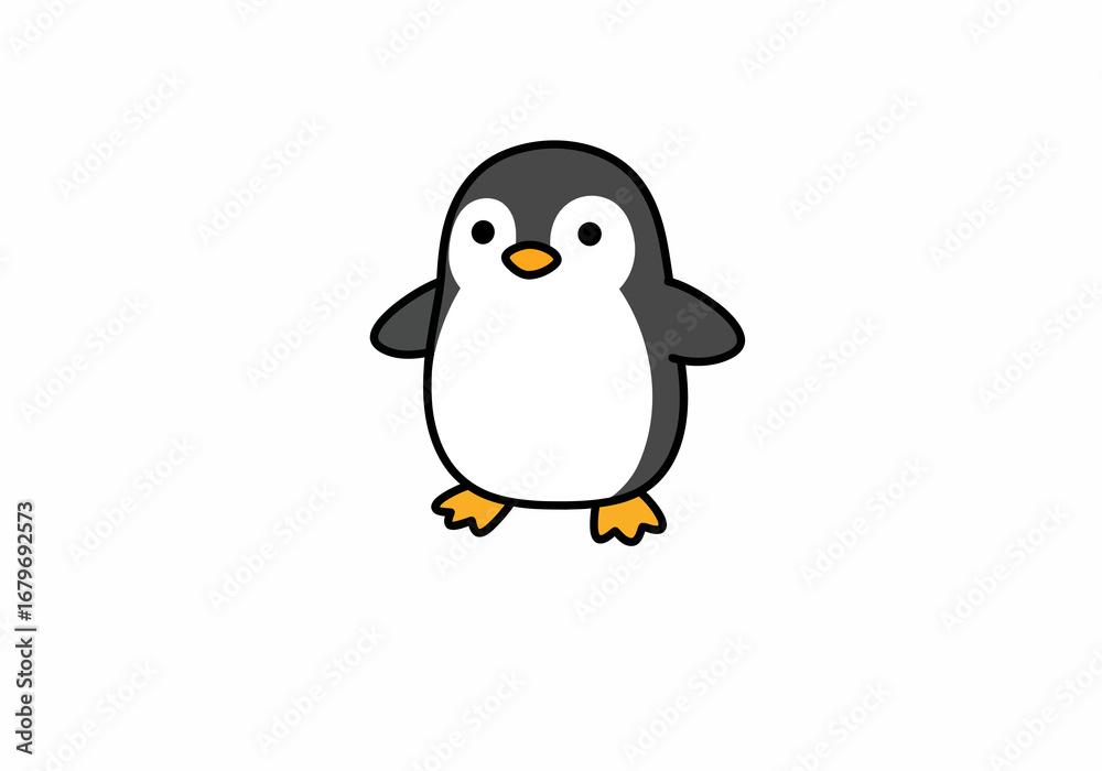 Fototapeta premium Cute Cartoon Penguin Illustration on White Background.