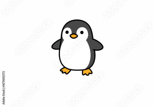Cute Cartoon Penguin Illustration on White Background.