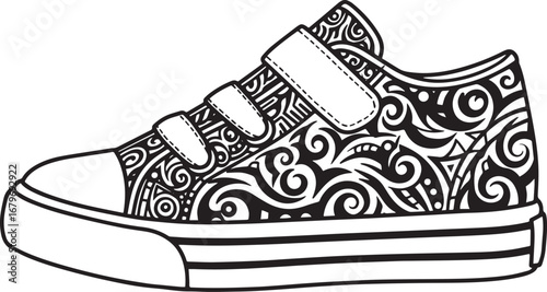 Detailed kids shoe illustration for custom design projects and c