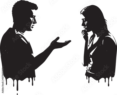 Emotional divergence expressive illustration depicting relations