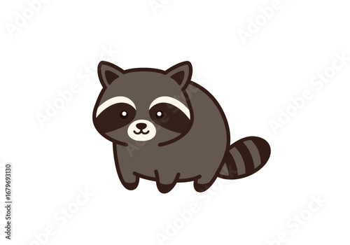 Cute Cartoon Raccoon Illustration on White Background.