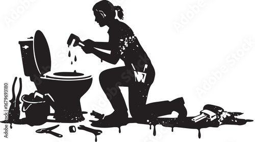 Skilled plumber fixing a leaky toilet, showcasing expertise in p