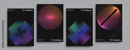 Minimal covers design set. Simple shapes with trendy gradients.
