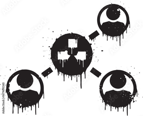 Graffiti styled multiplayer icon symbolizing connection and comm