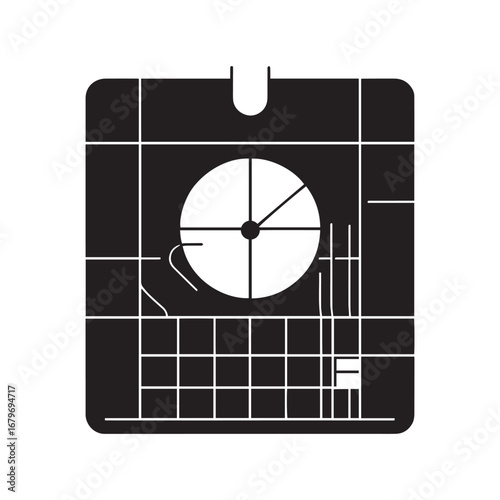 Black and white vector of a calendar combined with a clock vector symbol