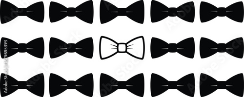 Bow Tie Grid Vector Illustration with Unique White Centerpiece for Fashion Design, Graphic Layout, Formal Wear, Contrast Concept, Minimal Style