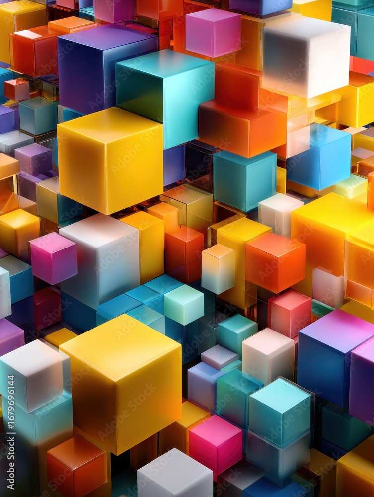 Obraz premium abstract colorful 3d cubes background potential for use in data visualization or design