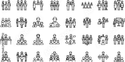 Business People icon vector set, human resources illustration sign collection, management and users symbol.
