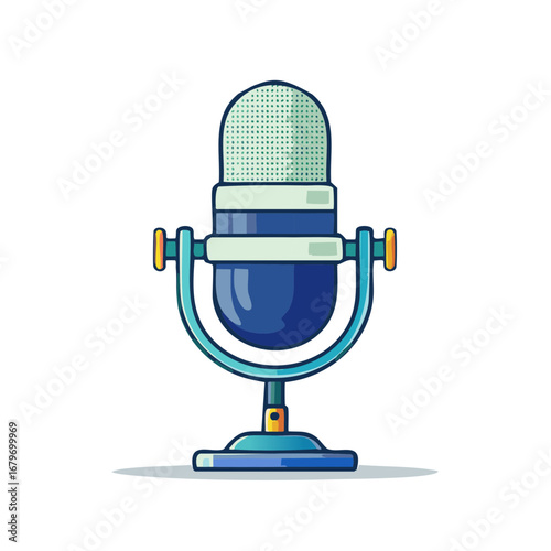 Vintage Blue Microphone for Podcast Radio Broadcast Recording or Studio Performances