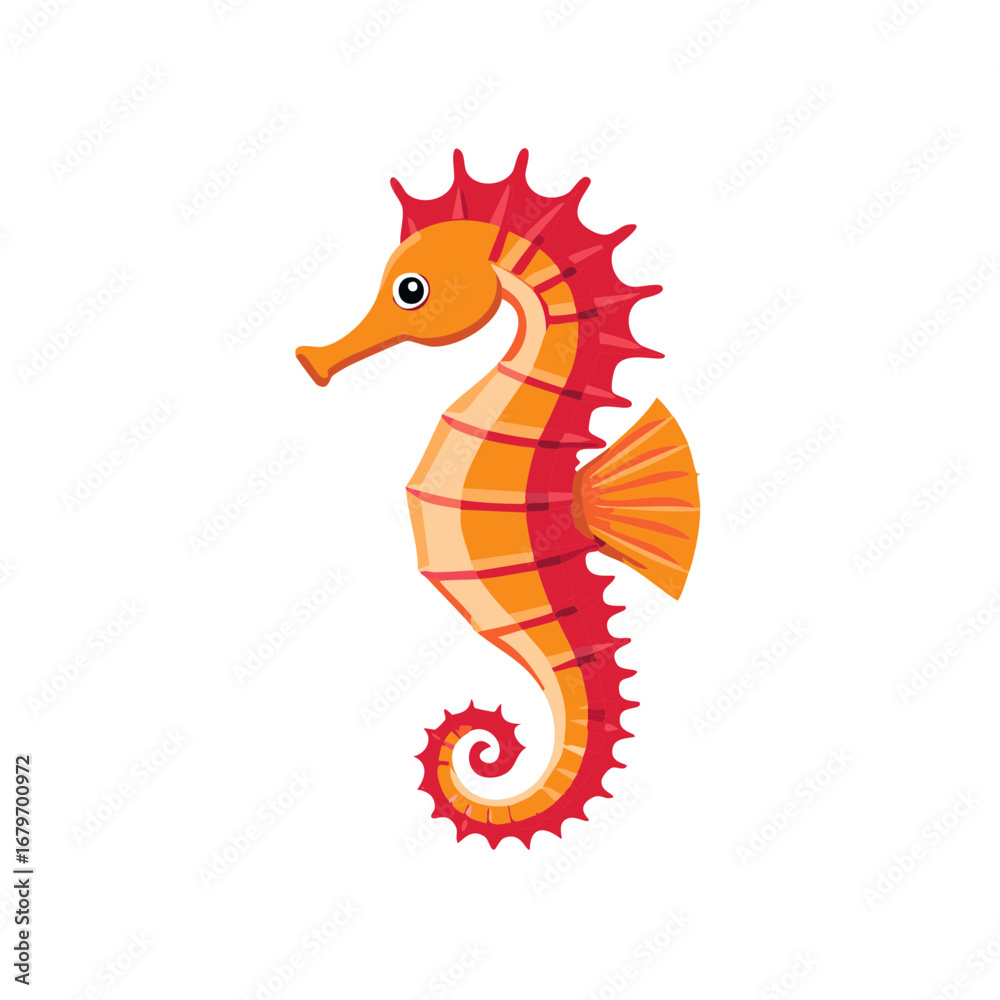Fototapeta premium Colorful Cartoon Seahorse Illustration, Vector Graphic