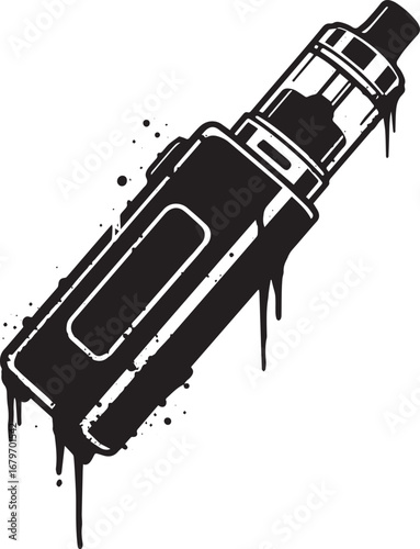 Monochrome Vaporizer Design: A Stylized Silhouette with Drip Eff