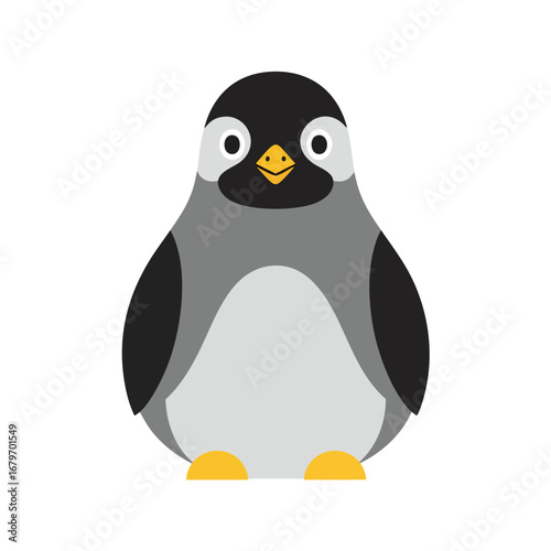 Cute Cartoon Penguin Isolated on White Background.