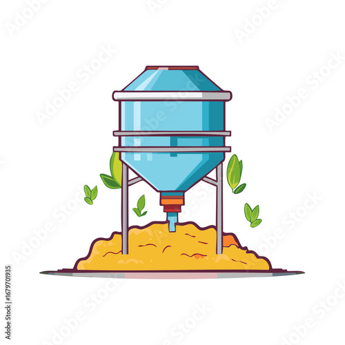Industrial processing tank dispensing organic material for sustainable agriculture