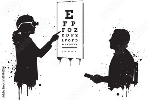 Modern eye exam illustration using virtual reality technology fo
