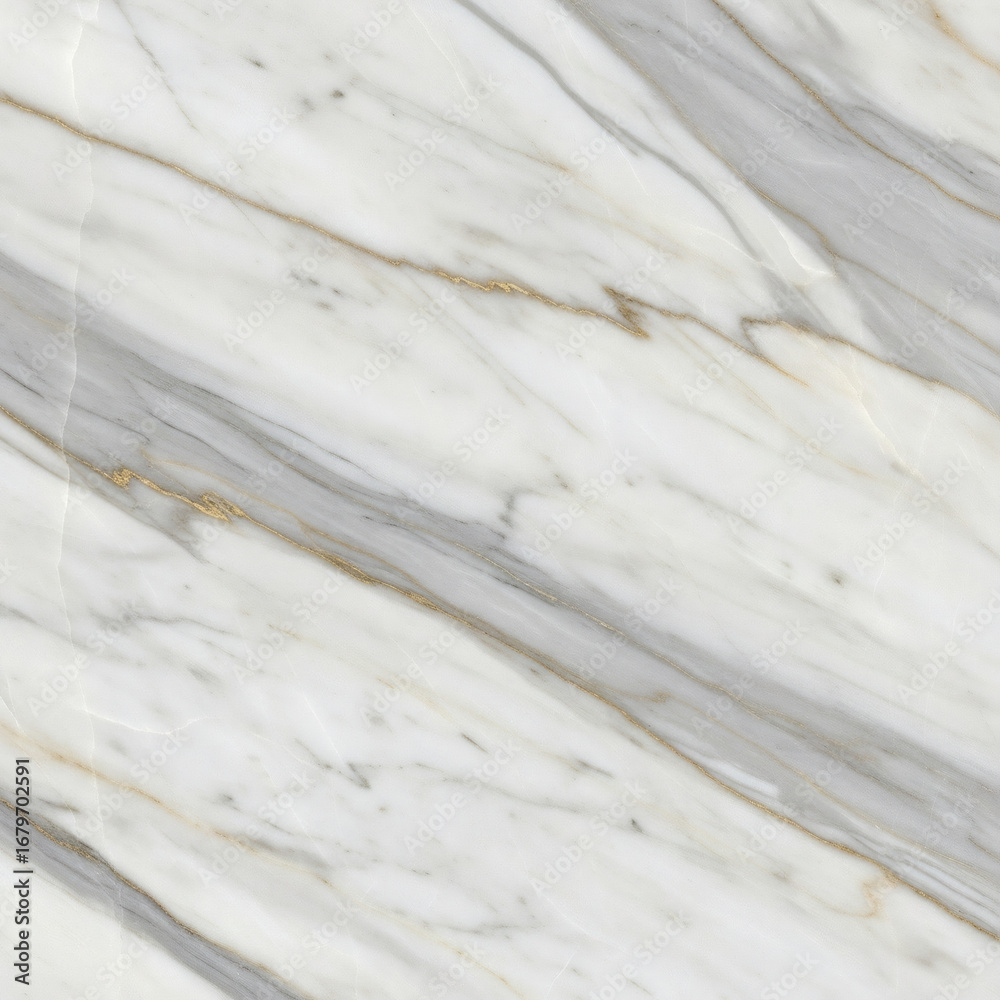 Obraz premium Seamless White Marble Texture with Elegant Gray and Gold Veins