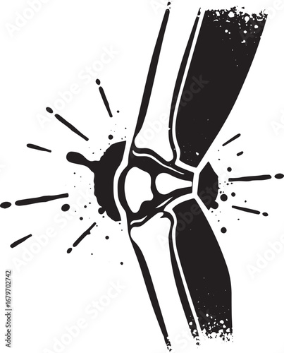 Stylized knee joint with inflamed spot depicting tendonitis cond