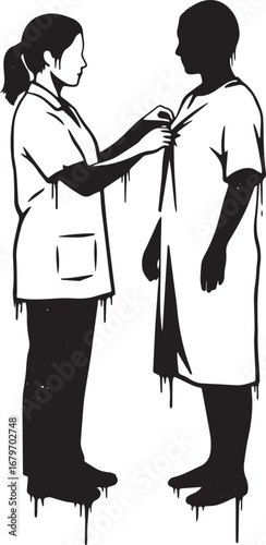 Healthcare professional attending to patient in clinical setting