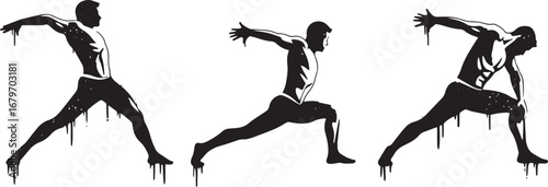 Dynamic Yoga Flow: A Sequence of Black and White Poses with Drip