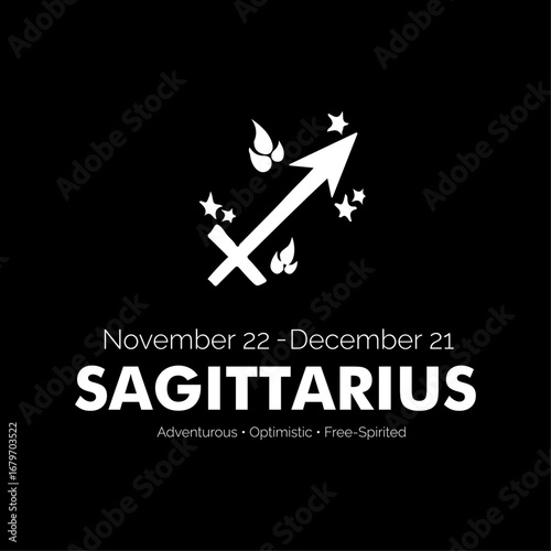 Zodiac sign t-shirt design of sagittarius with black background