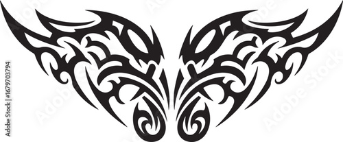 Symmetrical tribal pattern, embodying duality and ornate abstrac