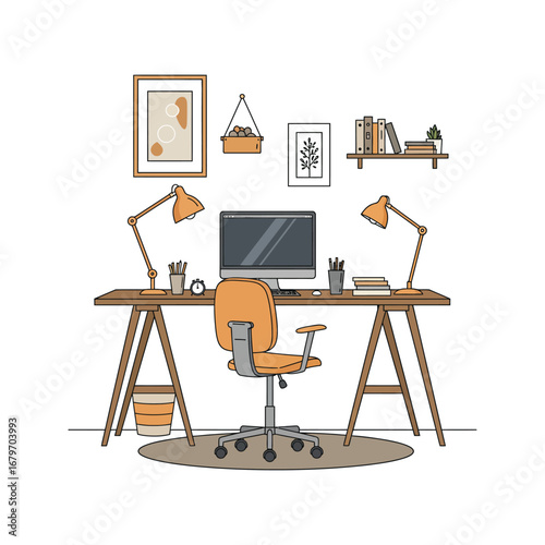 A cartoon silhouette of a woman sitting at a desk with an artist easel and brushes beside her