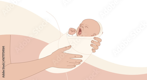 Delicate Embrace Depicts The Comforting Hold Of A Parent And Newborn Infant