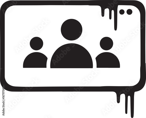 Abstract black and white depiction of online community forum wit