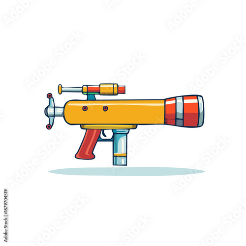 Colorful retro toy space blaster gun cartoon vector illustration