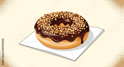 Delicious chocolate donut with sprinkles, ready to satisfy your sweet cravings instantly