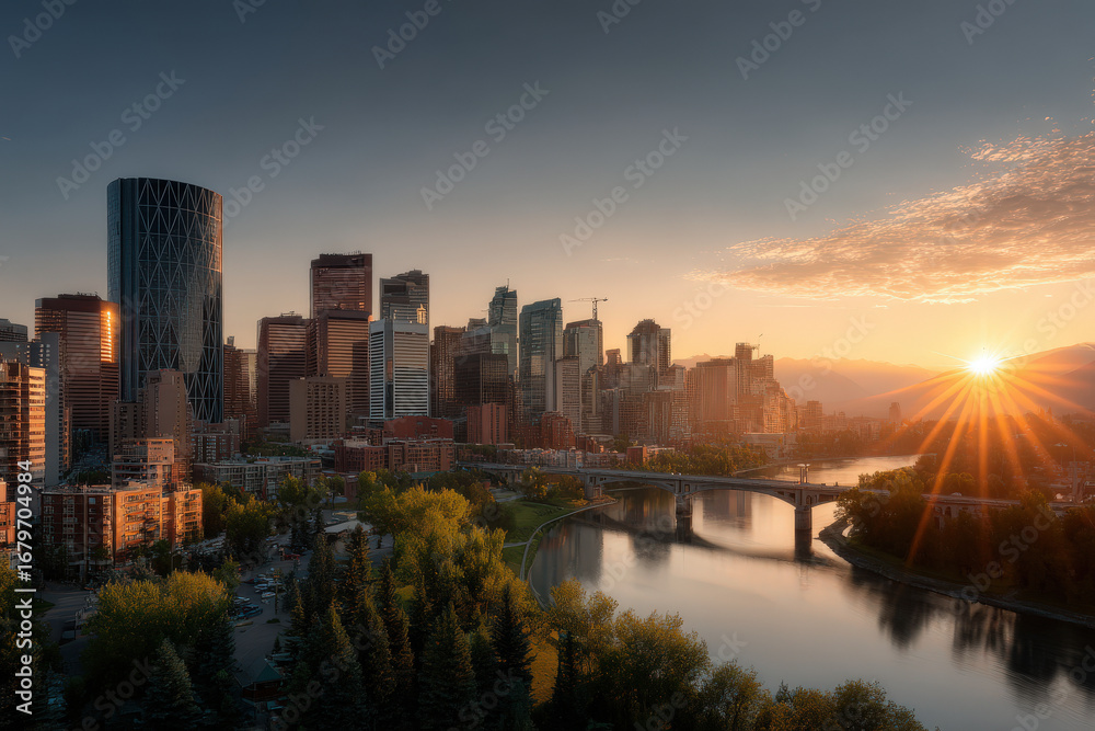 Naklejka premium experience breathtaking beauty of summer landscapes and nature across diverse cities in canada emphasizing