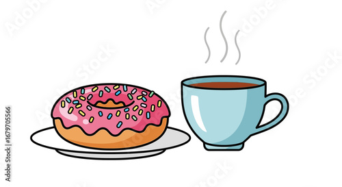 Donut And Coffee: A Delicious Breakfast Treat For Enjoyment And Sweet Delight