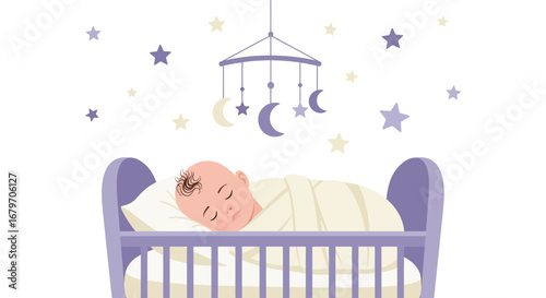 Dreamland Embrace: A Serene Newborn's Slumber Amidst Moonlit Wonders and Gentle Stars