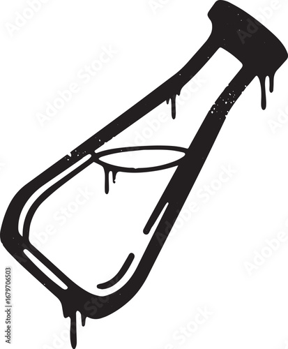 Modern black and white mixing glass icon with dripping fluid ill