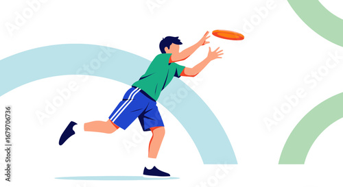 Dynamic Disc Play: A Vibrant Depiction Of A Person Engaging In An Action-Packed Throw