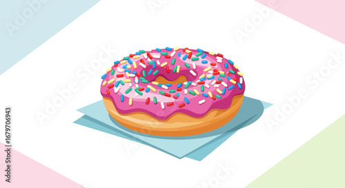 Delicious Glazed Donut With Colorful Sprinkles, Perfect For Dessert or Sweet Treats