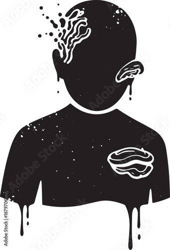 Abstract representation of skin ailment with cosmic textures on