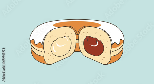 Deliciously Designed Illustration of Filled Donut Halves in a Minimalist Style