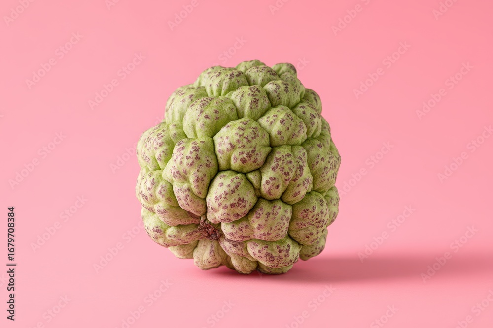 Obraz premium Isolated Custard Apple Fruit on Pink Background, Studio Shot, Fresh Produce, Healthy Eating.
