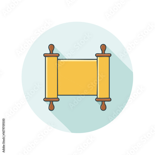 Ancient Scroll Icon with Wooden Rollers and Shadow Detail