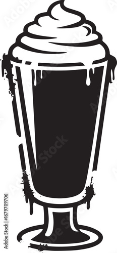 Monochrome milkshake icon with a splash effect conveying delicio
