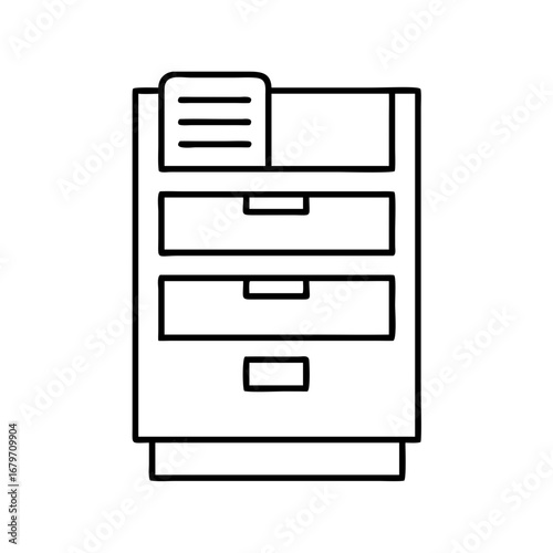 Vector art of file cabinet icon, representing office storage, document organization, and efficient information management system