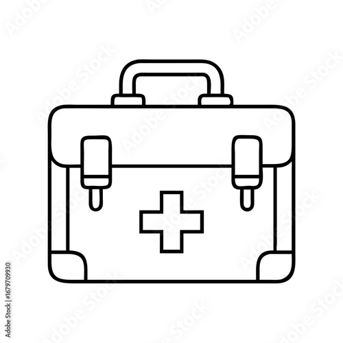 Vector art of first aid kit is a medical bag with cross symbol for emergency treatment and healthcare assistance in case of accident