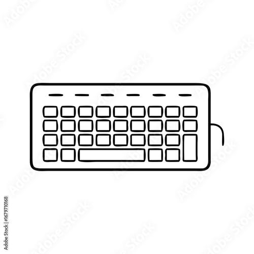 Vector art of computer keyboard icon, representing input device, technology, and interface for typing and data entry