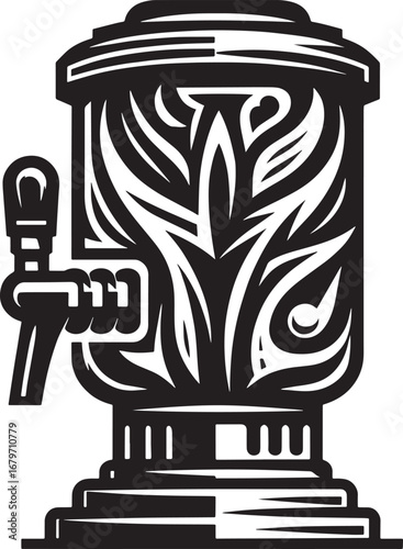 Illustration of a stylized beer tap, perfect for bar or brewery branding and design