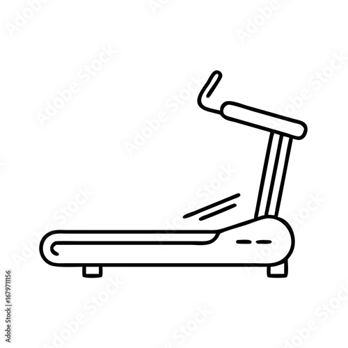 Vector art of a minimalist line art illustration of a treadmill for fitness and exercise, , ideal for gym and health concepts