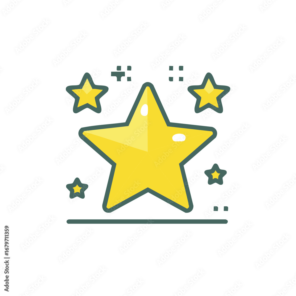 Fototapeta premium Sparkling golden star icon symbol for quality rating and success achievement graphic