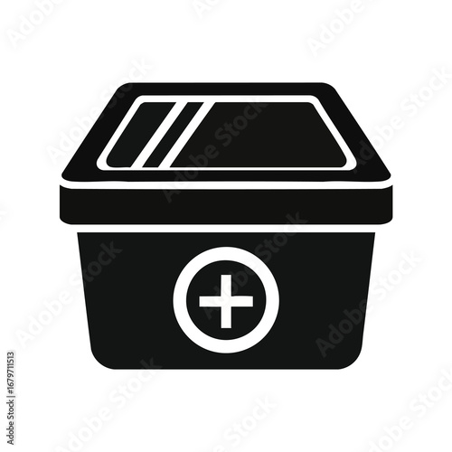 First Aid Kit Icon Black and White Medical Symbol.