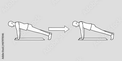 Man performing a plank exercise with resistance band around ankles demonstrating movement