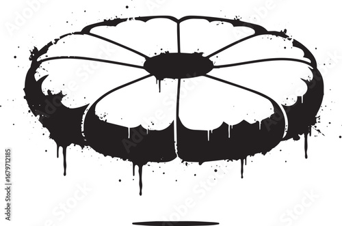 Abstract meditation cushion illustration with grunge paint splat