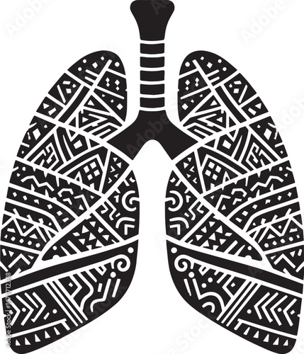 Artistic and Abstract Representation of Human Lungs with Intricate Patterning and Design